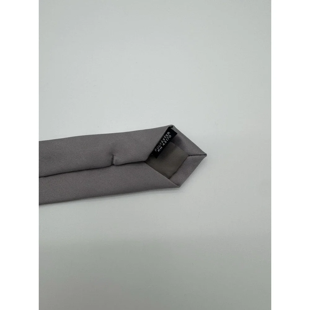 Geoffrey Beene Solid Gray Tie Classic Polyester Necktie Formal Business